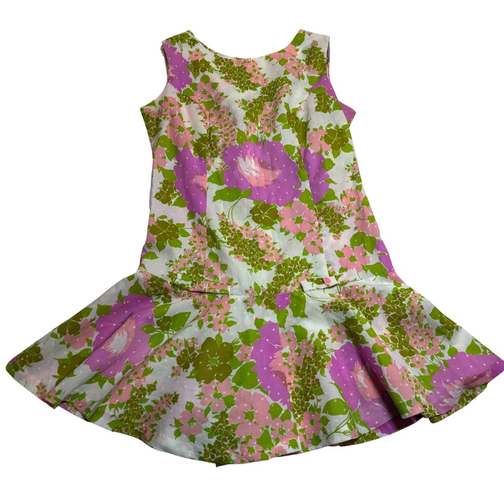 Jaree Vintage Classics Drop Waist Dress Women's Pink Floral Excellent Mod Small